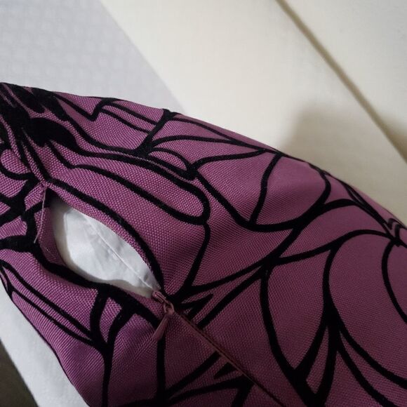 Purple Black Velvet Flowers Throw Pillow - Picture 5 of 7